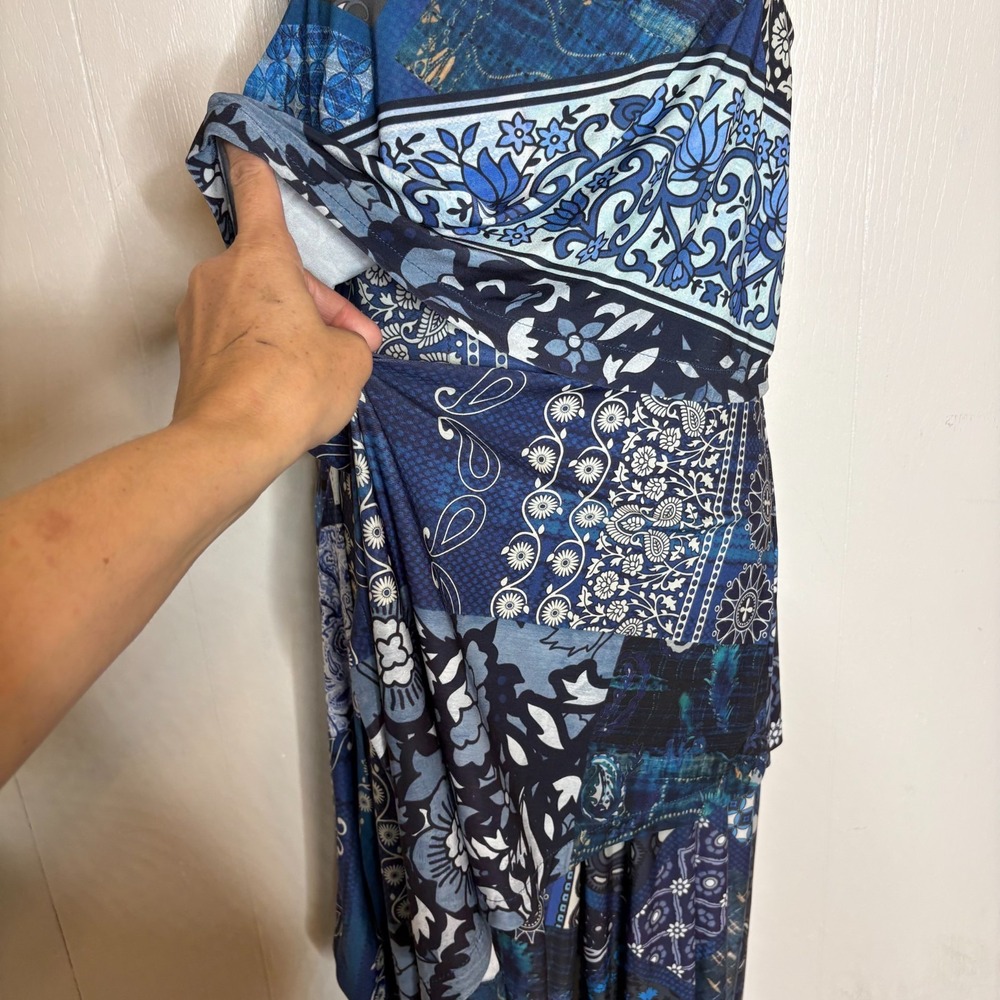 Desigual Candice Jumpsuit M Blue Floral Paisley Patchwork Artsy Bohemian Hippie - Picture 8 of 16